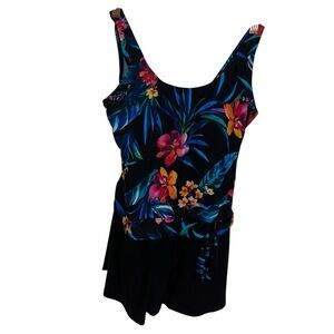 Ceeb swim dress bathing suit swimsuit 16 retro like new floral black
